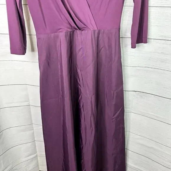 Alfred Sung Womens size 8 3/4 Sleeve Draped Full Skirt Dress Gown Aubergine D736 - Picture 6 of 10